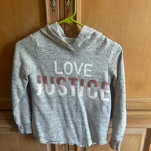 Justice Gray Hoodie with Pink and White Accents